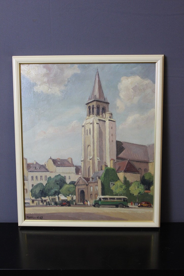 Huile Sur Carton église De Saint Germain Des Prés By Reillac 1937