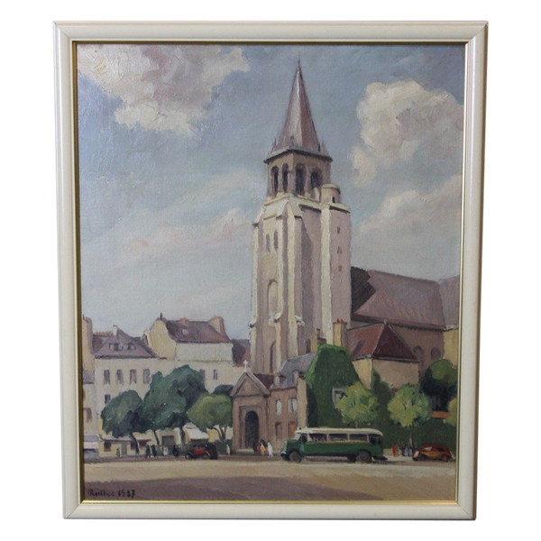 Huile Sur Carton église De Saint Germain Des Prés By Reillac 1937