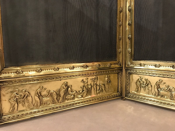 Beautiful pressed brass mantelpiece from the mid-19th century