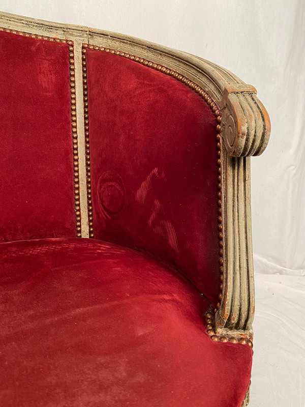 Louis XVI style small basket sofa, late 19th or early 20th century