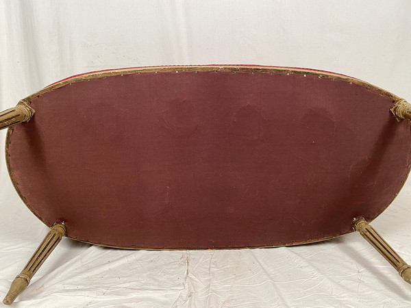Louis XVI style small basket sofa, late 19th or early 20th century