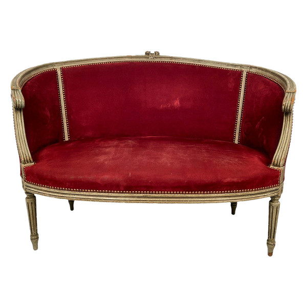 Louis XVI style small basket sofa, late 19th or early 20th century