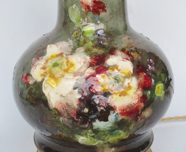 Coppia di lampade impressioniste in ceramica.  