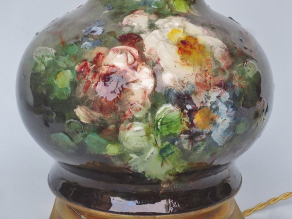 Coppia di lampade impressioniste in ceramica.  