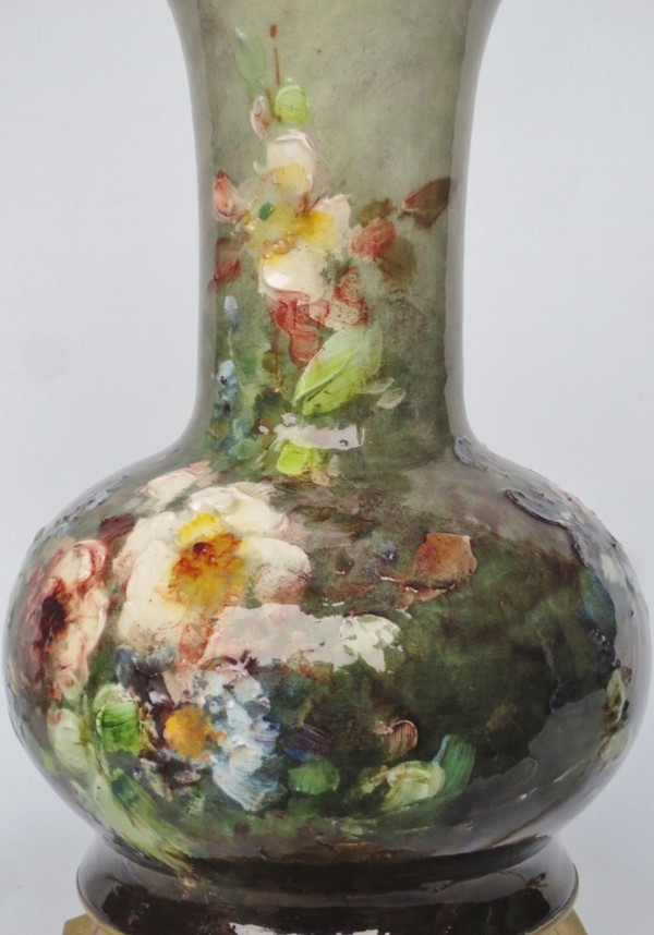 Coppia di lampade impressioniste in ceramica.  