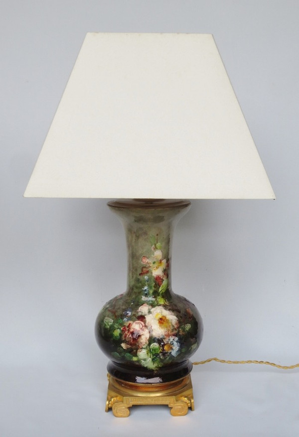 Coppia di lampade impressioniste in ceramica.  