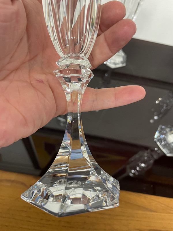 6 Saint Louis Crystal Champagne Flutes Chambord Model H: 22 Cm