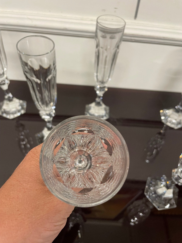 6 Saint Louis Crystal Champagne Flutes Chambord Model H: 22 Cm
