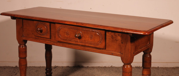 Console Deux Tiroir En Cerisier - 18° Siècle