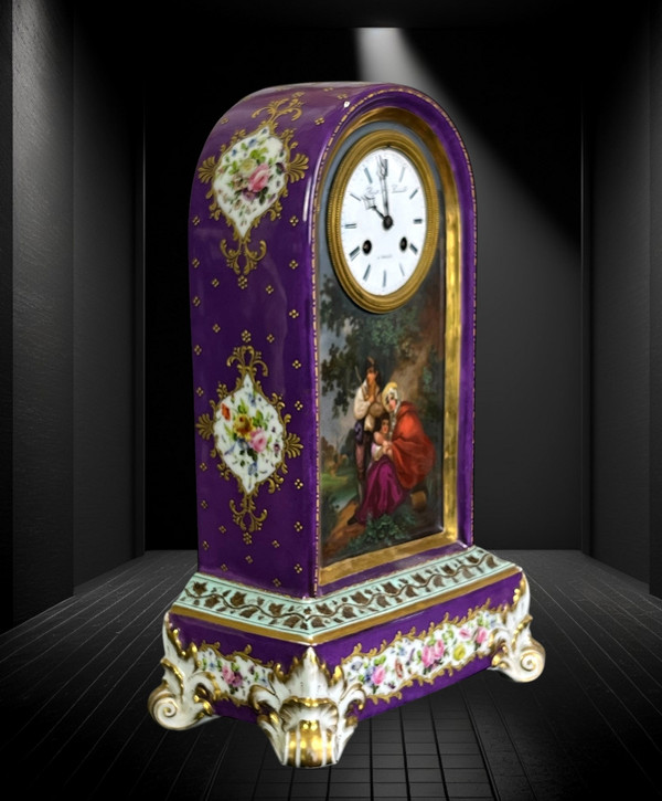 SÈVRES PORCELAIN CLOCK ATTRIBUTED TO JACOB PETIT CHARLES X PERIOD