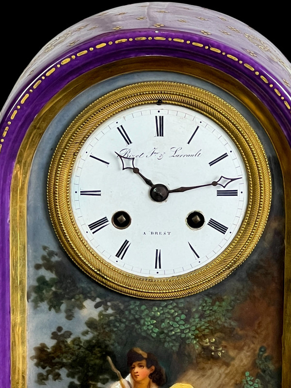 SÈVRES PORCELAIN CLOCK ATTRIBUTED TO JACOB PETIT CHARLES X PERIOD