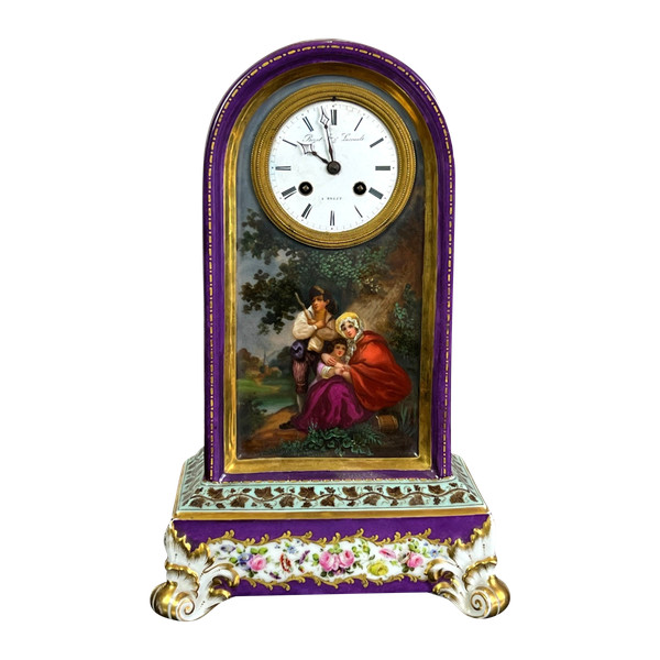 SÈVRES PORCELAIN CLOCK ATTRIBUTED TO JACOB PETIT CHARLES X PERIOD