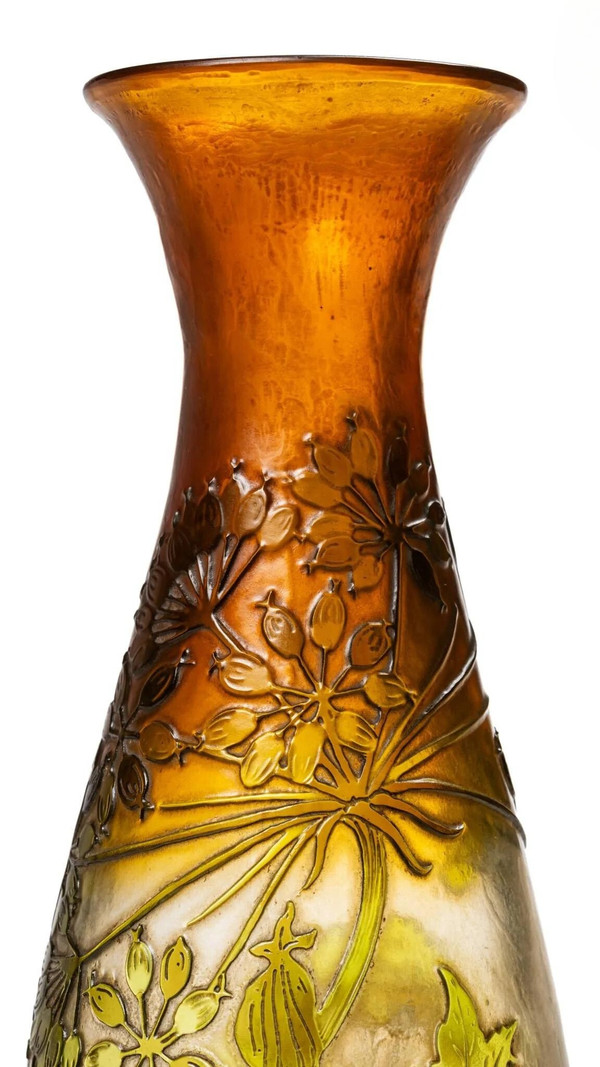 Émile Gallé, Grande vaso a ombrello, Art Nouveau