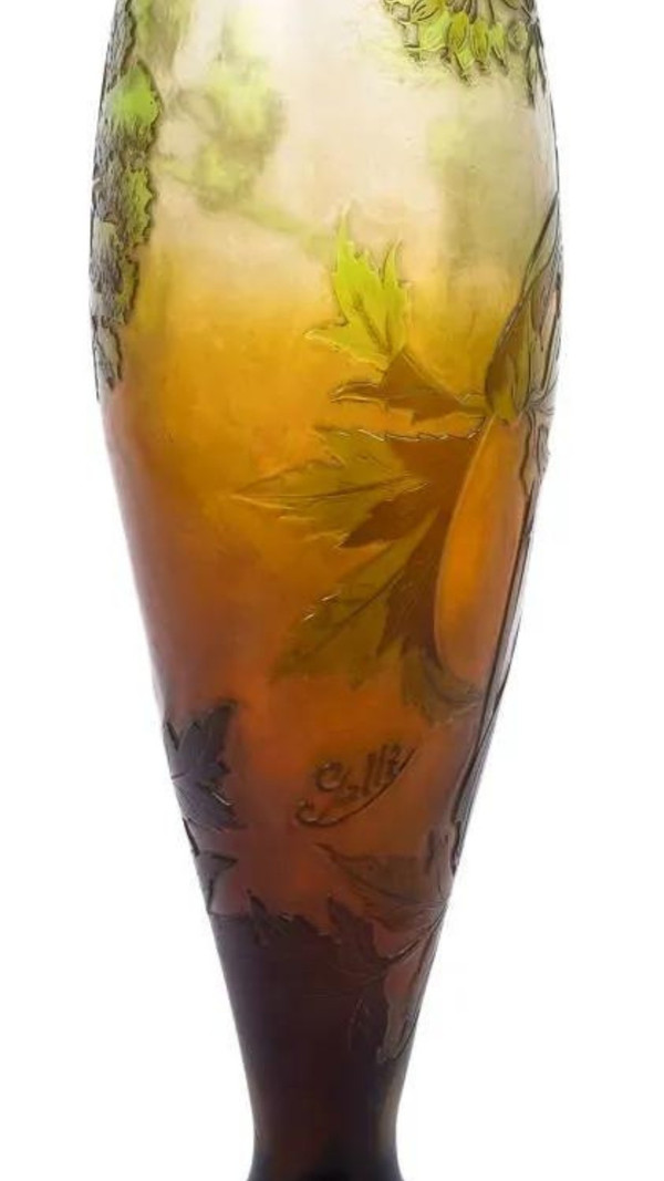 Émile Gallé, Grande vaso a ombrello, Art Nouveau