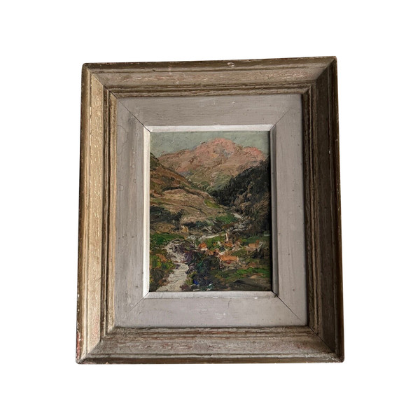 Huile sur panneau par J. Denier 1920 La Maurienne