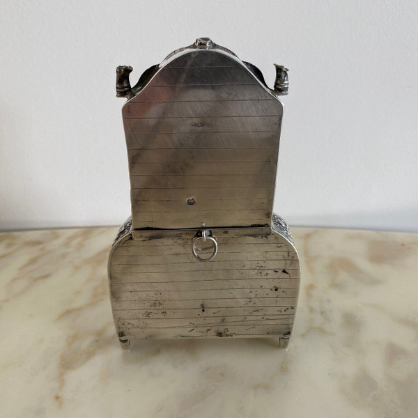 Cassettone in miniatura in argento scribano XIX secolo Olanda