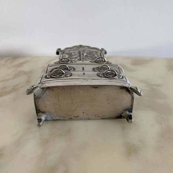 Cassettone in miniatura in argento scribano XIX secolo Olanda