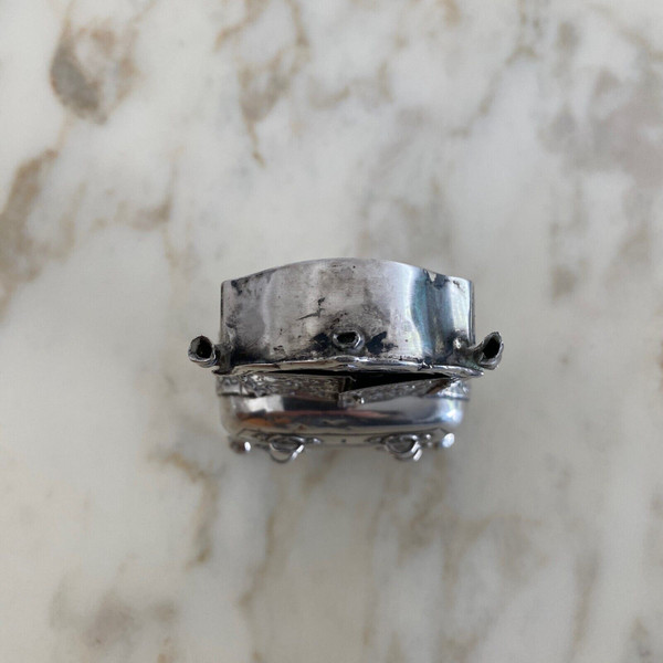 Cassettone in miniatura in argento scribano XIX secolo Olanda