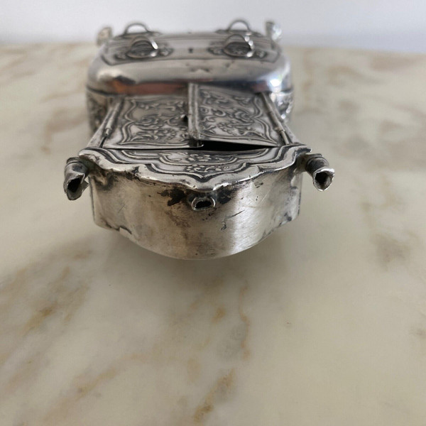 Cassettone in miniatura in argento scribano XIX secolo Olanda