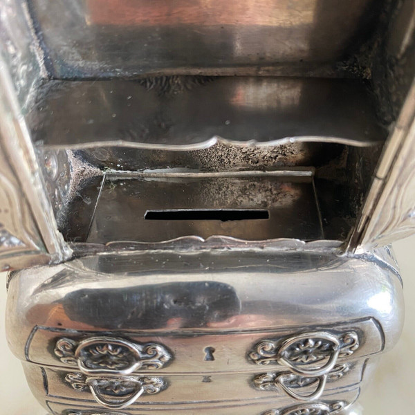 Cassettone in miniatura in argento scribano XIX secolo Olanda