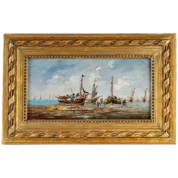 Pierre Julien Gilbert (1783-1860) Pêcheurs Bretons huile sur bois vers 1820-1850 
