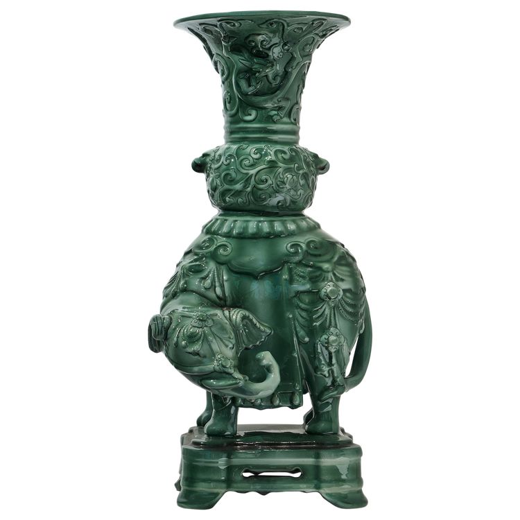 Théodore Deck, Pair of Elephants vases