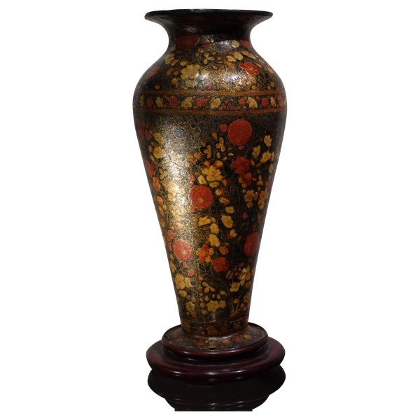 Vase laqué ,Cachemire,19e s.