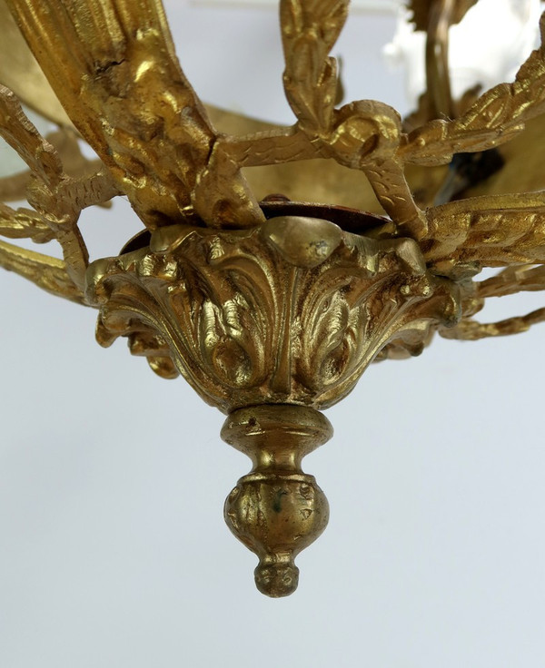 Lampadario a 12 luci in Bronzo Dorato stile Napoleone III - Fine XIX secolo