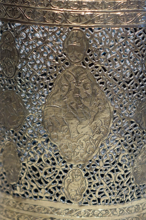 Brass incense burner, Persian, 19th century.