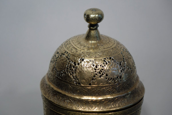 Brass incense burner, Persian, 19th century.