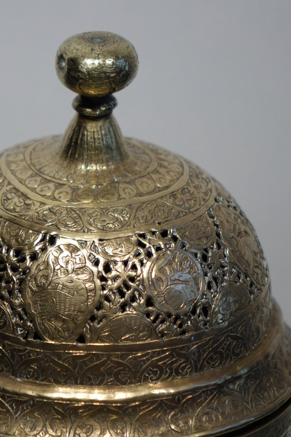 Brass incense burner, Persian, 19th century.