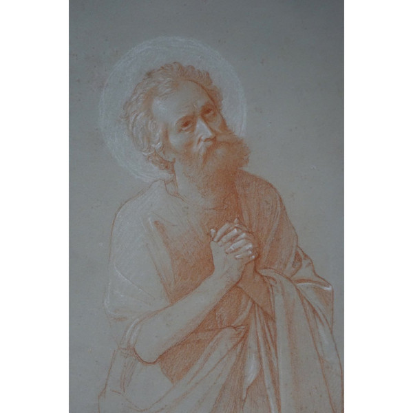 Dessin à La Sanguine Représentant Saint-pierre, France,19e S.