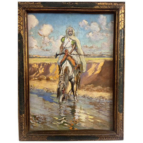 Orientalistisches Gemälde von Maurice ROMBERG 1862-1943 Arabischer Reiter in Marokko XIX ème siècle