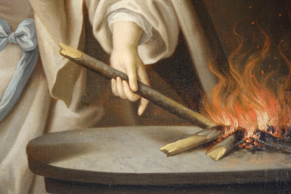 Vestale che ravviva il fuoco sacro, scuola francese del XVIII sec.