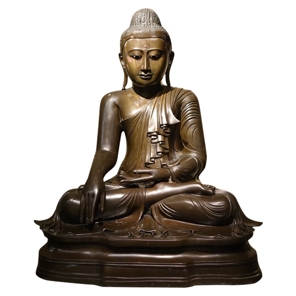 Bouddha Assis En Bhumisparsa Mùdra, Bronze, Birmanie, 19e S.