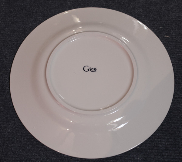 22 Gien earthenware dessert plates with Rouen coat of arms decor. 20th century Perfect condition