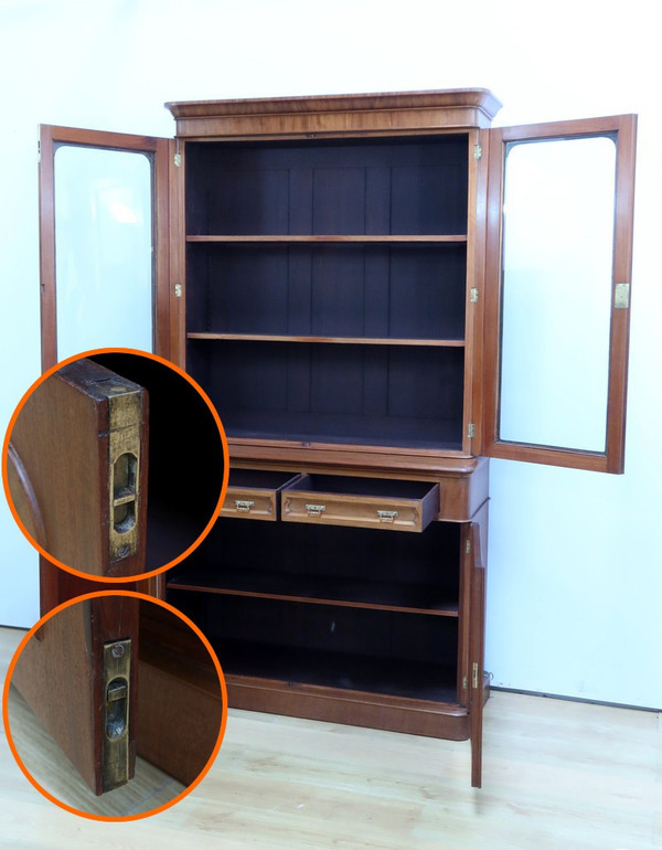 Libreria a due corpi in mogano, epoca vittoriana, Inghilterra - metà del XIX secolo