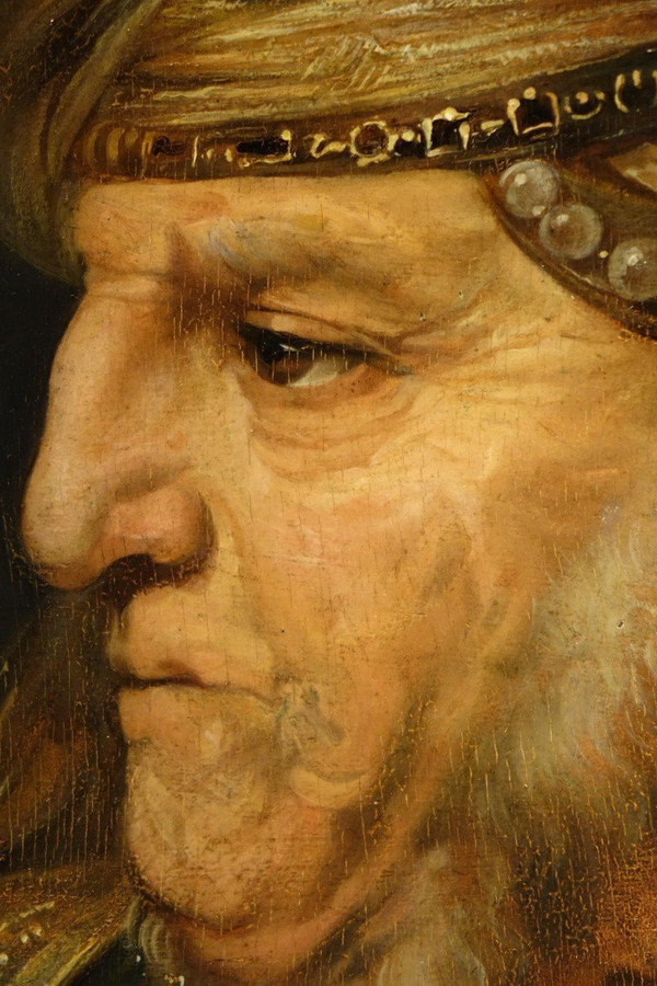 Portrait d'Un Riche Oriental De Profil, Flandres, 19e S.