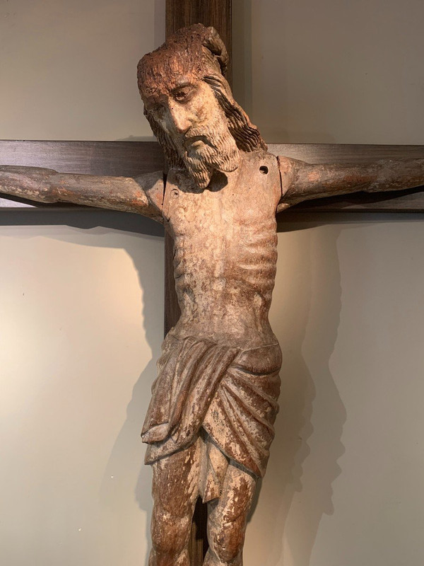 Cristo grande in legno di quercia, Borgogna, XV sec.