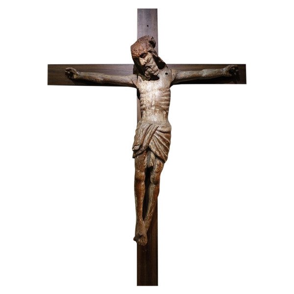Cristo grande in legno di quercia, Borgogna, XV sec.