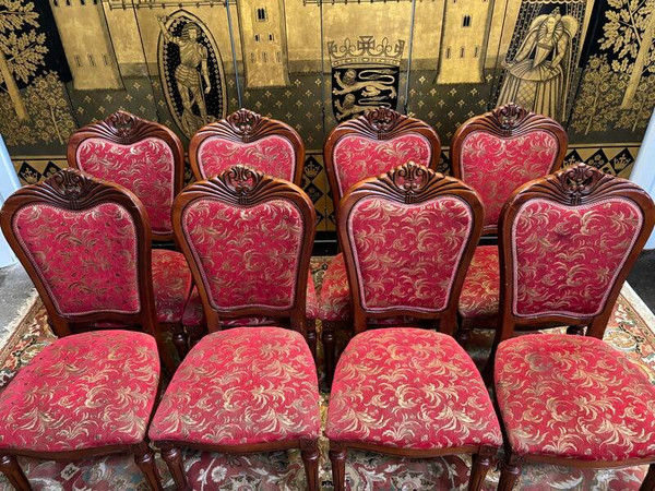 2x8 wooden and fabric chairs