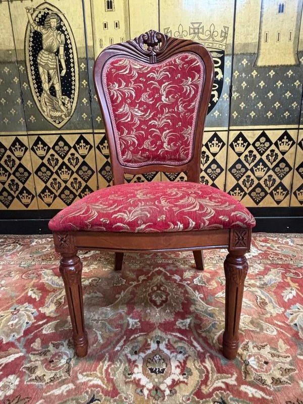 2x8 wooden and fabric chairs