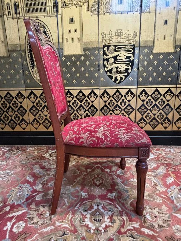 2x8 wooden and fabric chairs