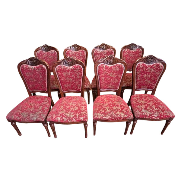 2x8 wooden and fabric chairs