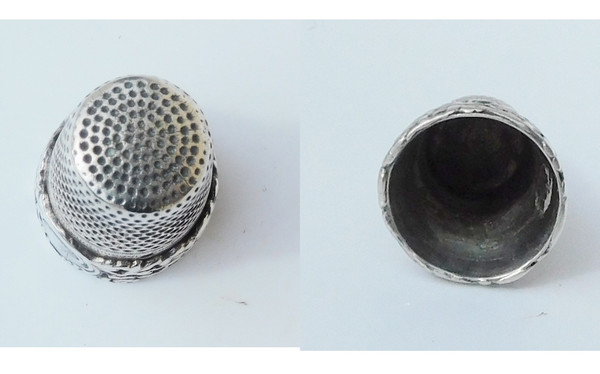 Notwendiger Nähkästchen Altsilber 19. Jahrhundert Schere Fingerhut Stanze Nähen