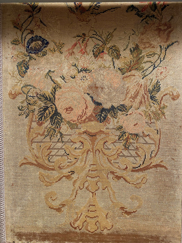Ecran de cheminée en bois laqué gris de style Louis XVI, vers 1900