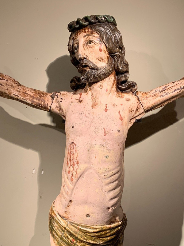 Christo Vivo, Holz Bemalt ,spanien, 17. oder 18. jahrhundert