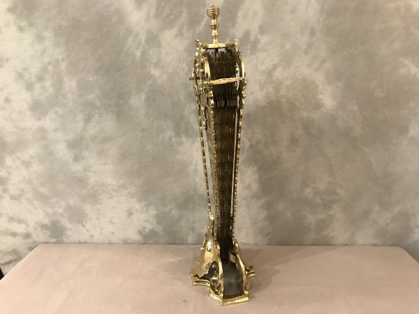 Antique bronze and brass fireplace screen from the 19th century