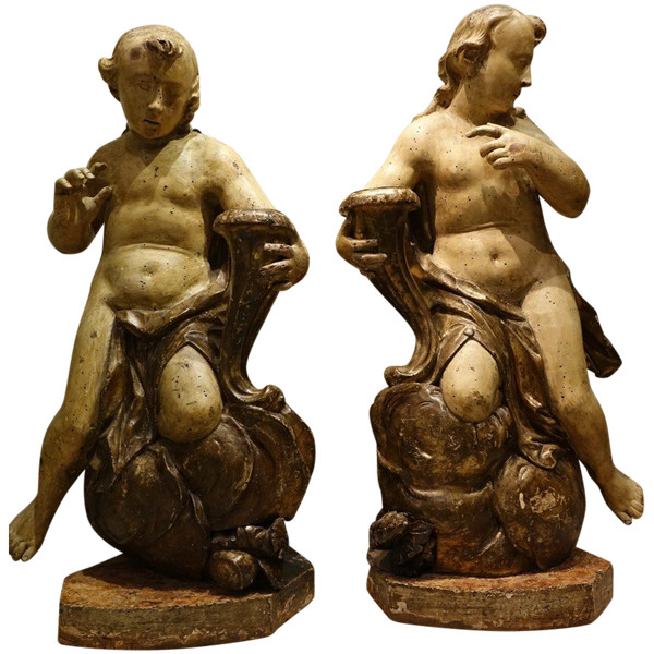 Pair of large Baroque statues, Germany or Bohemia-Moravia, 17th c.