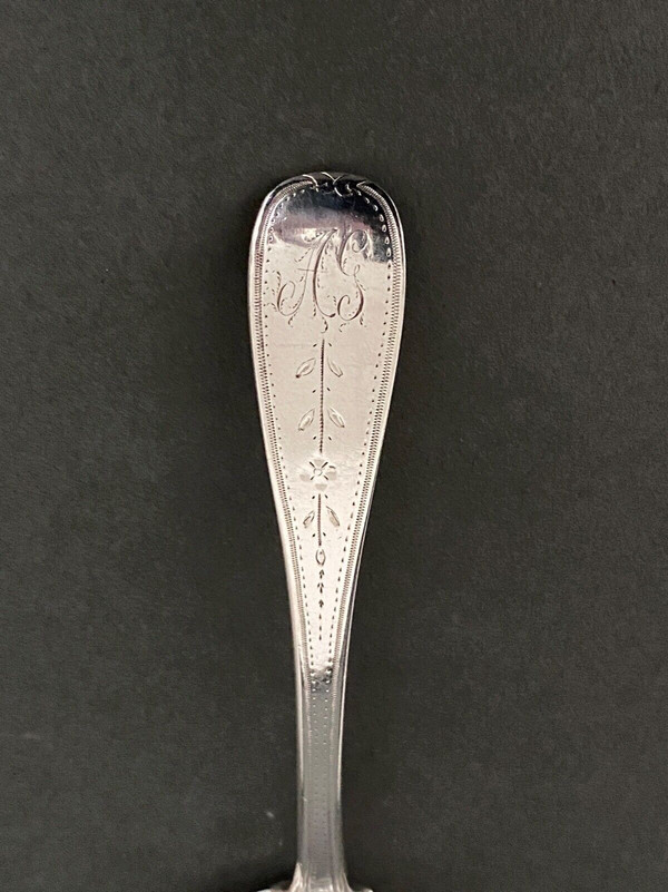 18th century silver sprinkling spoon from the Farmers General